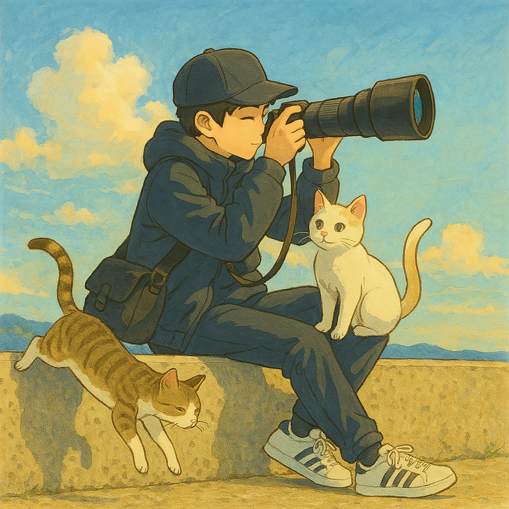 SKR代表と四国の2匹のにゃんこイラスト